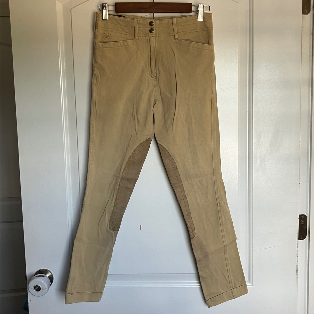 Ariat Tan Equestrian Knee Patch Riding Breeches Pants Girls Size 16 US 176 EUR
